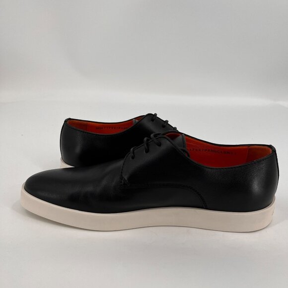 Santoni Atlantis Leather Oxford Dress Black Size 10.5 Almond Toe Lace Up Italy - Picture 7 of 15